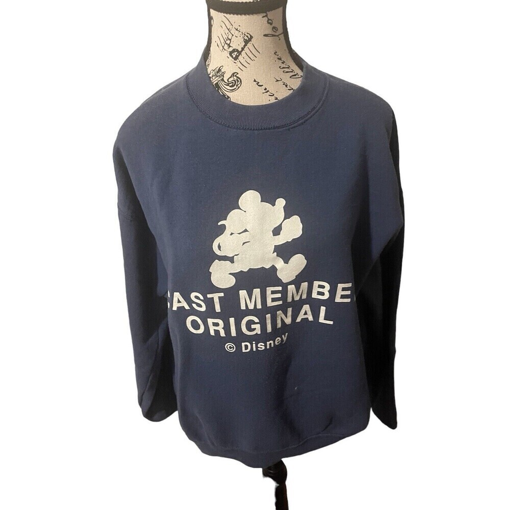 Vintage Disney Cast Member Original Sweatshirt Mickey Mouse Blue Sz Large RARE